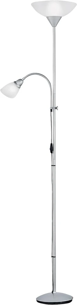 Trio Lighting Reality Leuchten R4393 87 prožektorius su skaitymo lempute 1 x E27 ir 1 x E14 sidabrinis, gaubtai balti