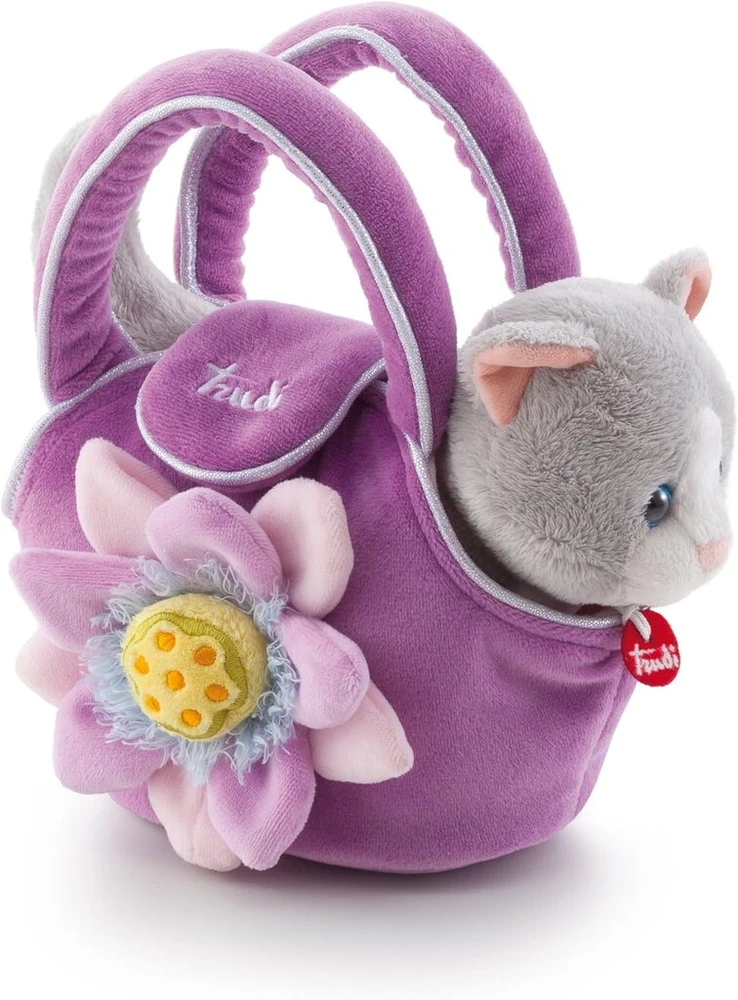 Trousselier Katė maišelyje, violetinė Trudi | pliušiniai žaislai rankinėje. Madinga dovana | 12x20x20cm dydis Xs | Fashion Pets | modelis 29729