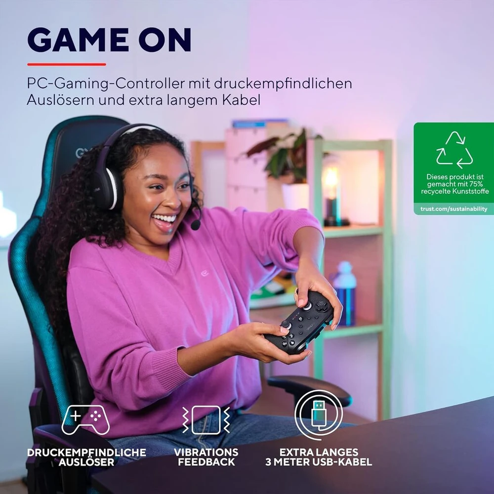 Trust gaming gxt 542 muta pc & nintendo switch belaidis valdiklis, bluetooth / rf / usb, 75% perdirbtų medžiagų, įkraunama baterija, belaidis žaidimų valdiklis kompiuteriui, switch oled / lite, android
