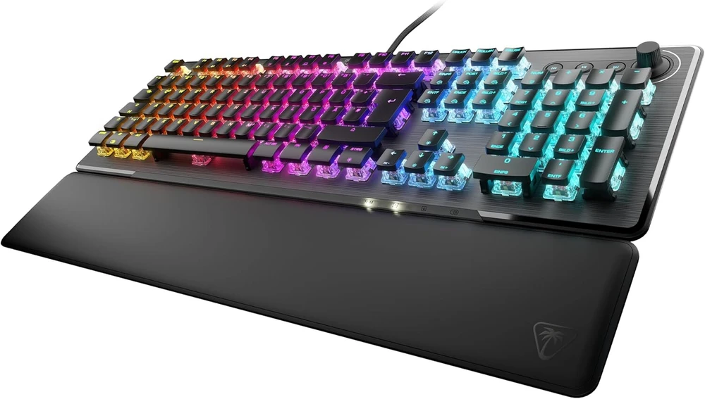 Turtle Beach Vulcan Ii mechaninė kompiuterinių žaidimų klaviatūra, Tactile Titan Ii jungikliai, apšviesti klavišai, nuimamas riešo atlošas, De išdėstymas