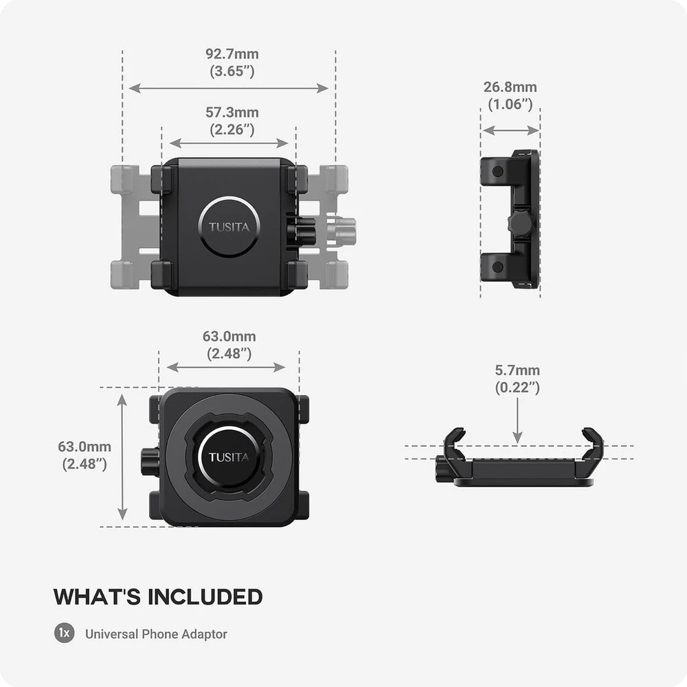 Tusita Lock universalus telefono laikiklis - adapterio spaustukas, suderinamas su Quad Lock laikikliu