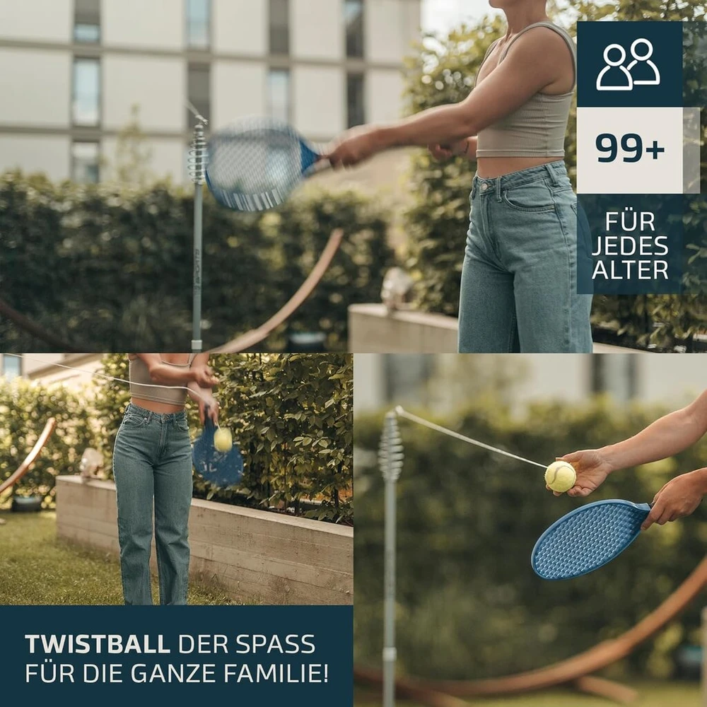 Twistball rinkinys [2025 patobulintas modelis] - patvarus dėl patobulintų dalių - sūpynių kamuolys vaikams ir suaugusiems - teniso kamuoliukas ant virvės, teniso treniruoklio žaidimas sodui ir laukui