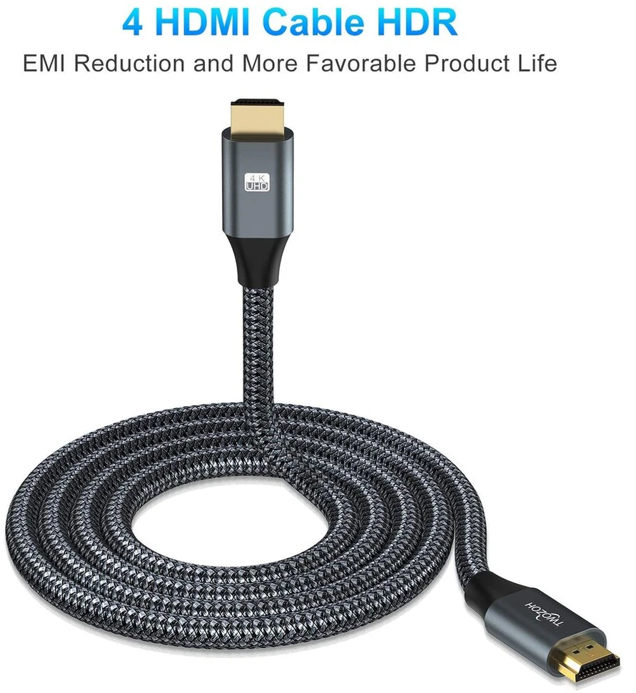Twozoh 4k Hdmi kabelis, 3 metrai, didelės spartos 18gbps Hdmi į Hdmi kabelis, pintas Hdmi 2.0 kabelis, suderinamas su Ps5, Ps3, Ps4, Pc, projektoriumi, Hdtv, XBOX