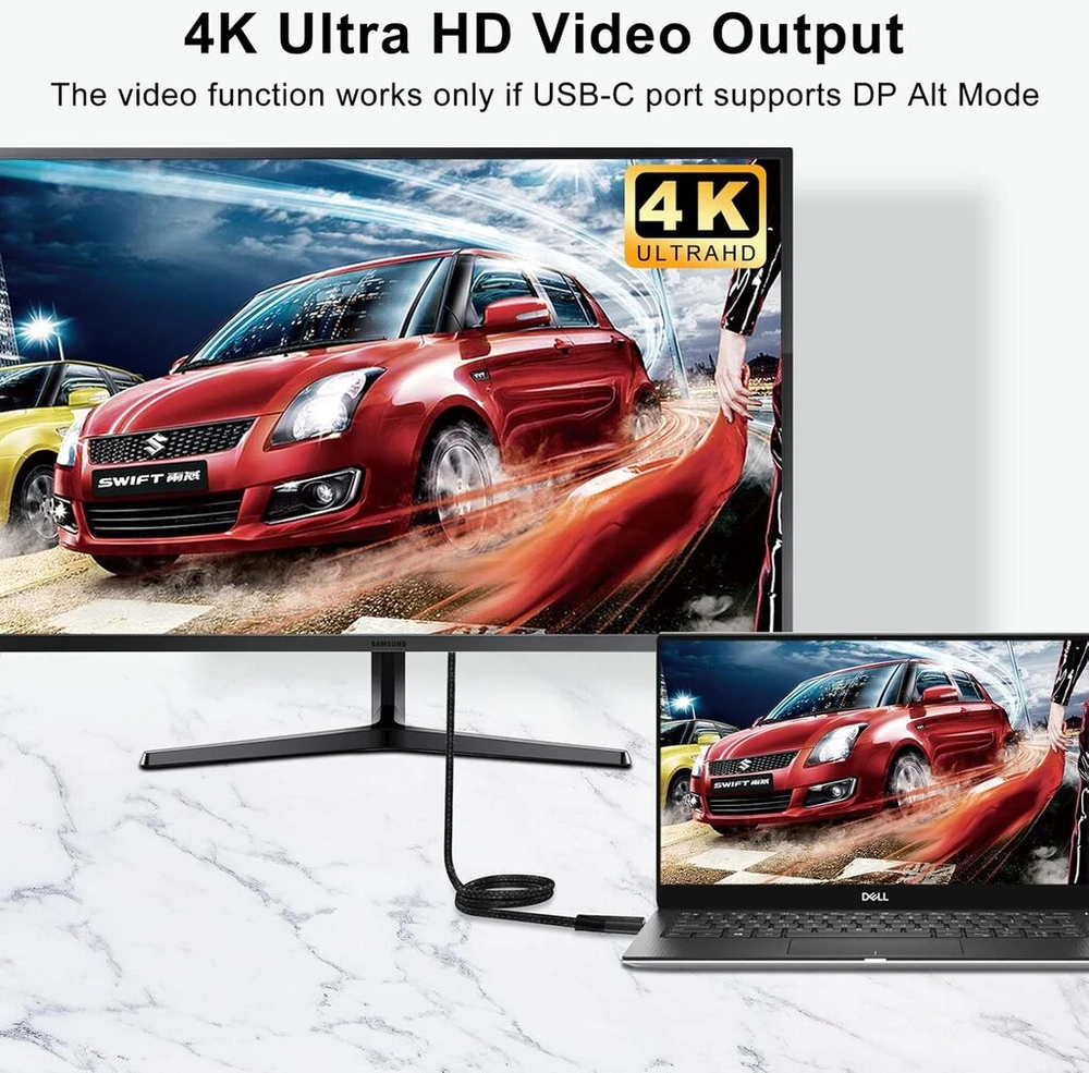 Twozoh 4k usb c kabelis 100 W 4,5 m 2 vnt. pakuotė („viskas viename“), usb 3.2 gen 2 x 2 20 gbps duomenų perdavimas pd greitas įkrovimas usb c 3.1 type c kabelis, 4k @ 60 hz vaizdo monitoriaus kabelis