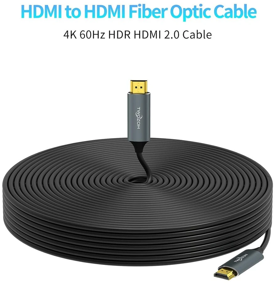Twozoh Hdmi optinis kabelis 10 m, 2.0 4k/60hz 18gbps