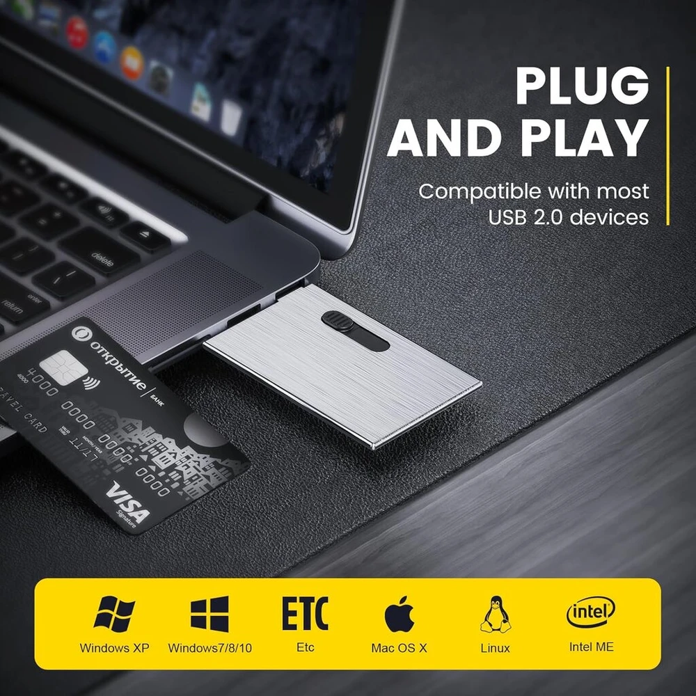 Uflatek 16 Gb Usb 2.0 atmintinė, kredito kortelės formos, sidabrinės spalvos, Usb atmintinė, metalinis raktų pakabukas, kūrybinga laikmena, išorinė duomenų saugykla puikiai verslo dovanai