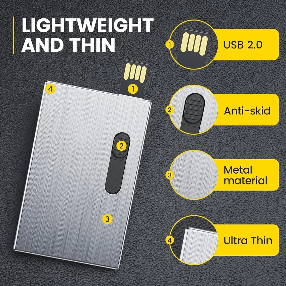 Uflatek 16 Gb Usb 2.0 atmintinė, kredito kortelės formos, sidabrinės spalvos, Usb atmintinė, metalinis raktų pakabukas, kūrybinga laikmena, išorinė duomenų saugykla puikiai verslo dovanai