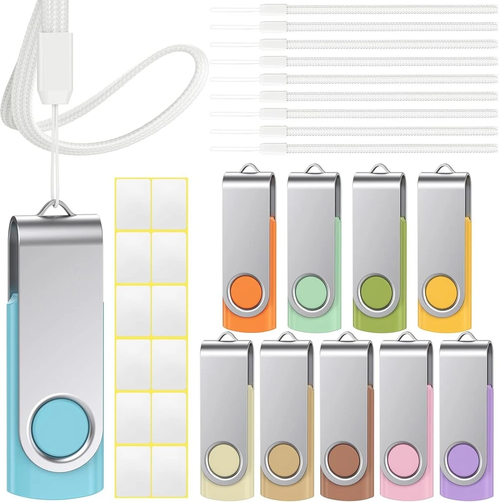 Uflatek Usb atmintinės 8gb Usb 3.0 atmintinė 10 vienetų pakuotė Morandi mišrių spalvų Usb atmintinė sukamasis Usb atmintukas spalvinga nykščio atmintinė išorinė duomenų atmintinė su tuščiu lipduku ir virvele