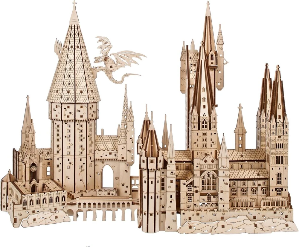 Dėlionė Ugears 3d medinis galvosūkis Hogwarts pilis - medinis galvosūkis suaugusiems Harry Potter žaidimas - modelio rinkinys Harry Potter dovanos 3d galvosūkis medinis konstravimo rinkinys hobis suaugusiems - 340 detalių