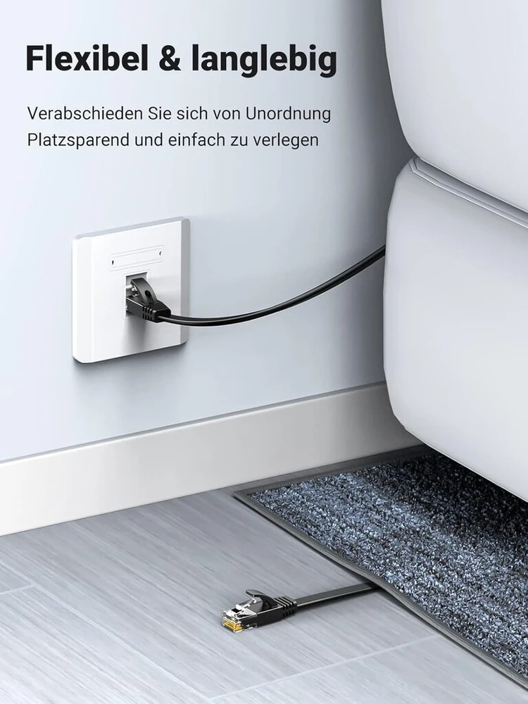 Ugreen Lan kabelis 10 m gigabitinis tinklo kabelis Poe Rj45 ethernet kabelis interneto kabelis, suderinamas su Ps5, Ps4, XBOX One, maršrutizatoriumi, televizoriumi, komutatoriumi, modemu ir kt.