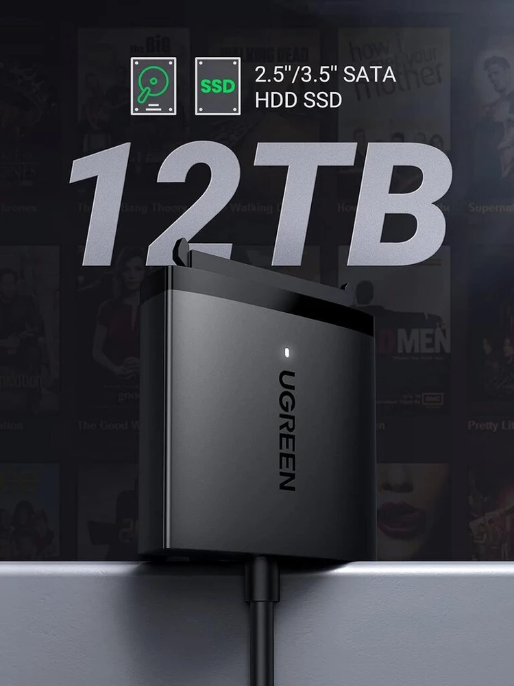 Ugreen sata adapteris usb 3.0 išorinis kietasis diskas uasp ssd hdd sata iii suderinamas su 2,5 colio, pvz., crucial mx500 2,5 colio ssd
