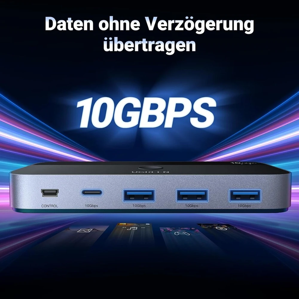 Ugreen Usb C jungiklis 10gbps 2 į 4 su valdymo pulteliu