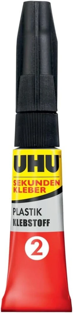 Uhu superklijai lightning fast plastikas, žaibiškai greiti 2 fazių antriniai klijai, skirti klijuoti visus įprastus plastikus, 2 g + 3 ml