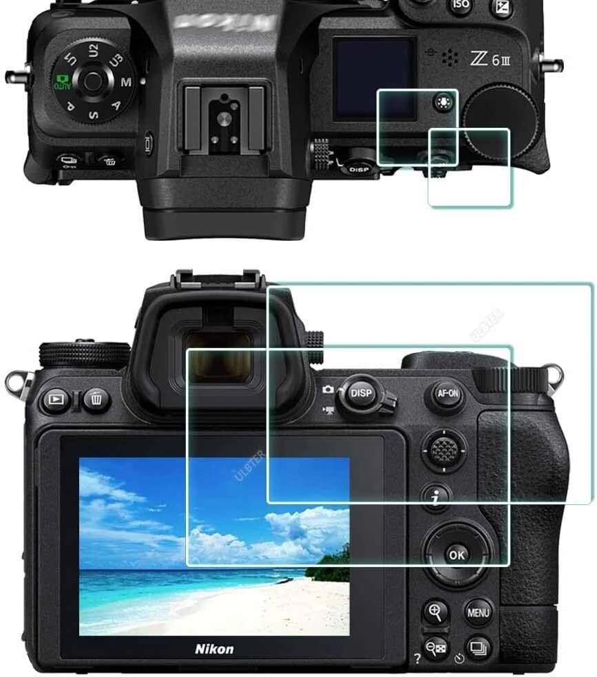 Ulbter Ekrano apsauga, skirta Nikon Z6 Iii Z 6iii Z6iii Z6 Iii + viršutinė [2+2 vnt.], Lcd ekrano apsauga iš grūdinto stiklo 0,3 mm, kietumas 9h, atspari įbrėžimams
