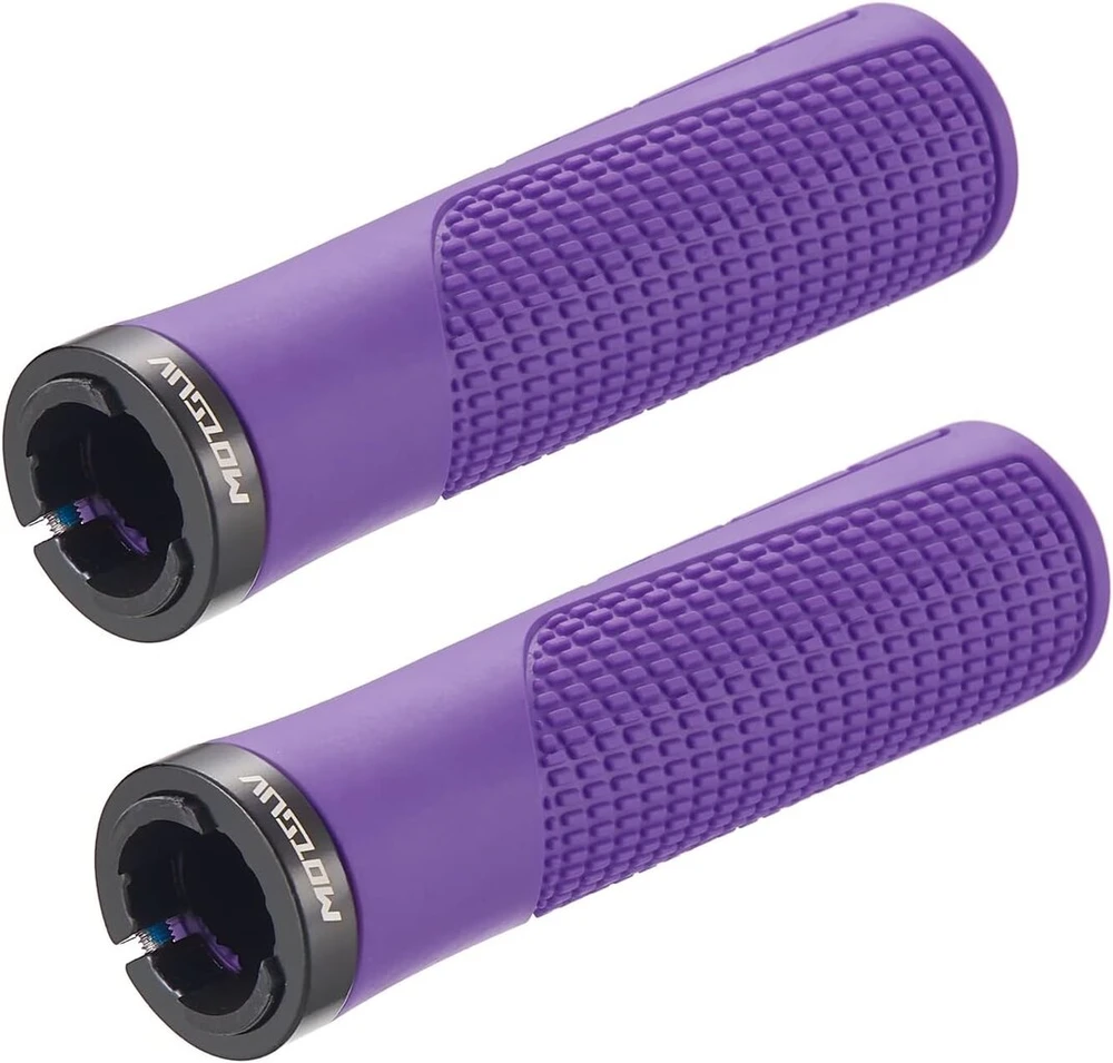 Uleeso dviračio rankenos, neslystančios ergonomiškos mtb rankenos su aliuminio vieno užrakto dizainu, skirtos 22,2 mm dviračiams, kalnų dviračiams, plento dviračiams, bmx dviračio rankenos (violetinės spalvos)