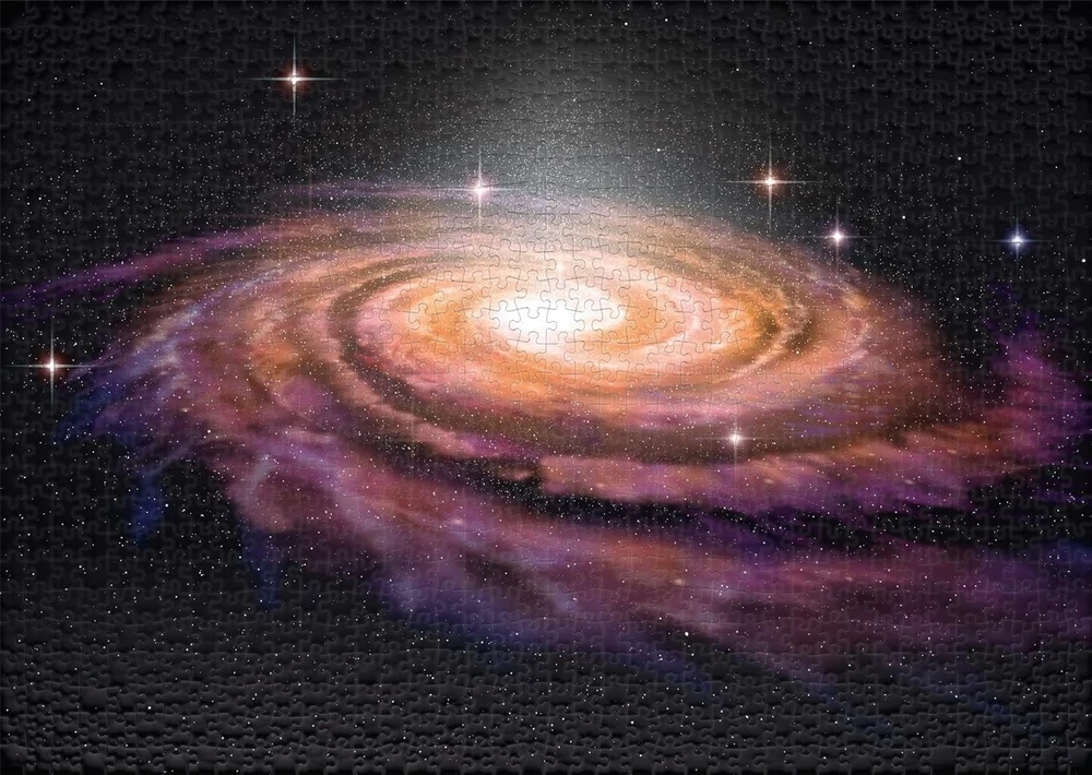 Ulmer Puzzleschmiede dėlionė "galaxy" - 1000 detalių kosmoso ir visatos dėlionė, pagaminta Vokietijoje - įspūdinga spiralinė galaktika kaip 3d iliustracija - andromedos ūkas, astronomija, galaktika, tolimasis kosmosas