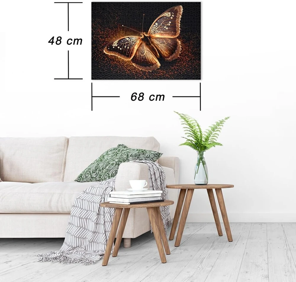 Ulmer Puzzleschmiede - elegantiškos 1000 dalių dėlionės "vakarinė suknelė" - drugelio dėlionė aukso ir juodos spalvos su elegantišku blizgesiu - drugelis kaip atmosferos gyvūnų dėlionė - kokybė pagaminta Vokietijoje