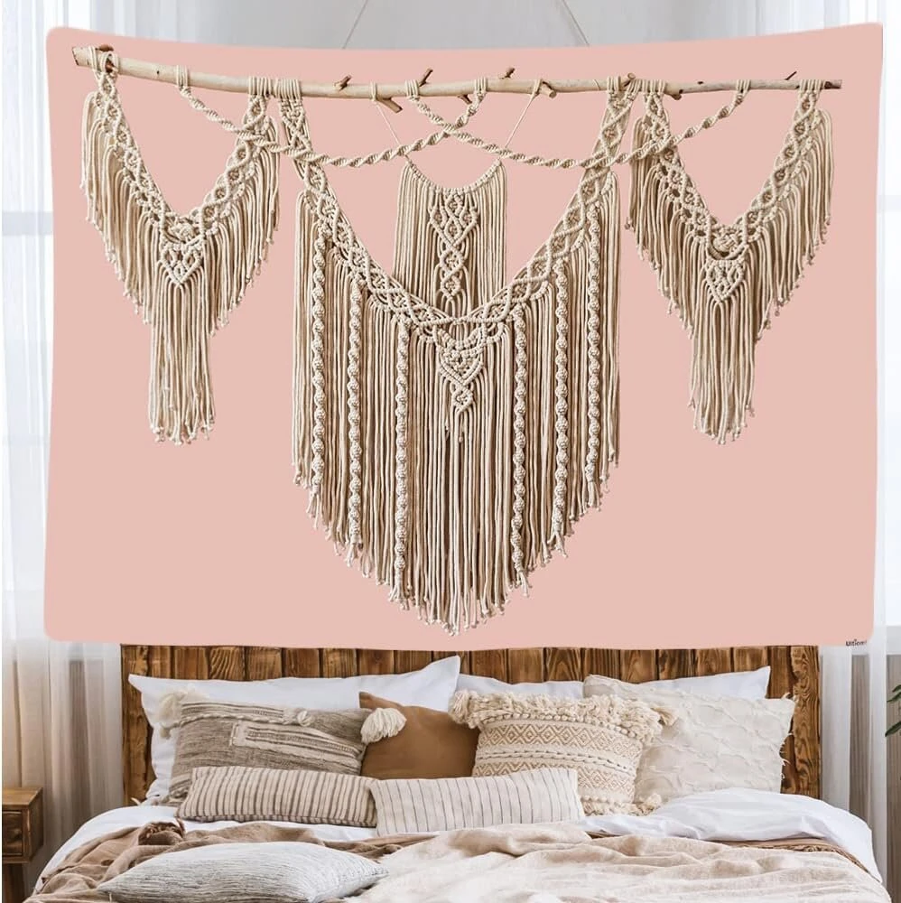 Ulticool - macrame virvės gobelenas sienų dekoracija - gobelenas - 200 x 150 cm - didelis gobelenas - plakato dekoracija - dovana mergaitei berniukui - dekoracija - antklodė - audinys - paveikslas