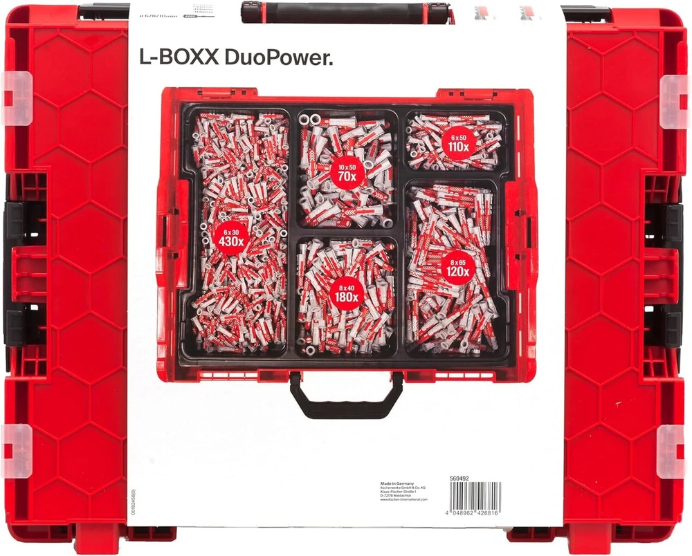 Unbekannt Fischer - Duoline L-boxx Duche Duobox Duopower, Duotec ir Duoblade Dubo gipso kartonui, plytoms, betonui Ø 6, 8, 10, sukraunama ir kraunama dėžė 910 vnt.