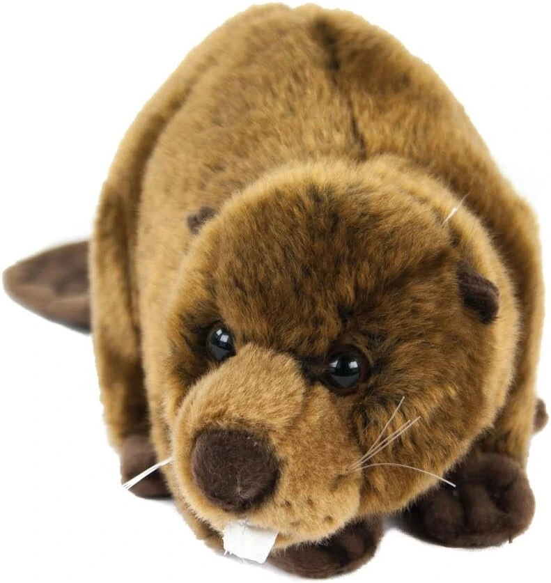 Unding Minkštas flanelinis žaislas 25 cm (40 cm su uodega) gulintis rudas graužikas pliušinis flanelinis graužiko pliušinis žaislas Uni Toys