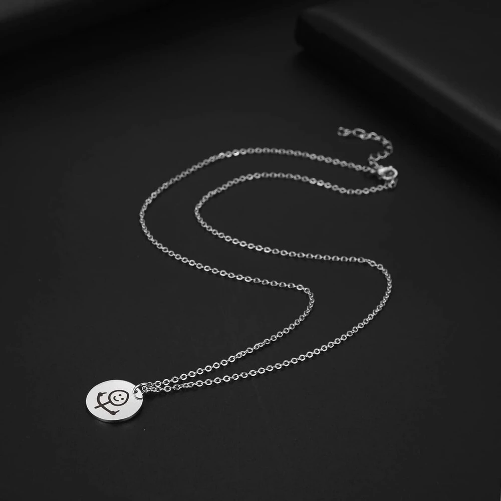 Unift juokingas doodle stiliaus kaklo papuošalas moterims ir vyrams, nerūdijančio plieno personalizuotas punk smiley vidurinis pirštas stures/krepšinio piktadario pakabukas, šaunūs papuošalai, draugystės dovana, nerūdijantis plienas, ne, nerūdijantis