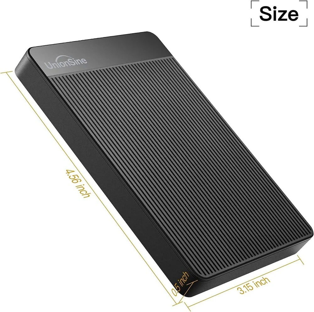 Unionsine išorinis kietasis diskas 2tb itin plonas nešiojamas 2,5 colio usb 3.0 sata kietojo disko saugykla, skirta pc, mac, tv wii u, XBOX, ps4, (juodas) hd2510