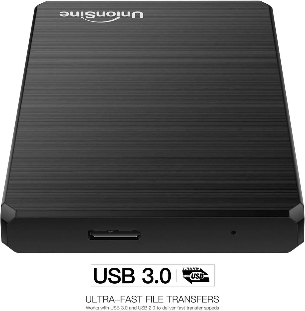 Unionsine Ultra Slim 1tb išorinis nešiojamas kietasis diskas 2.5 colio Usb 3.0 atsarginėms kopijoms Hdd nešiojamas kompiuteriams, mac, staliniams kompiuteriams, nešiojamiesiems kompiuteriams, wii u, XBOX, ps4 - juodas