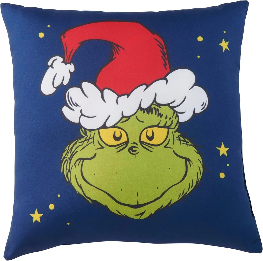 United Labels Grinch pagalvėlė, 30 x 30 cm, mėlyna, sofos pagalvėlė, pliušinė dekoratyvinė pagalvėlė
