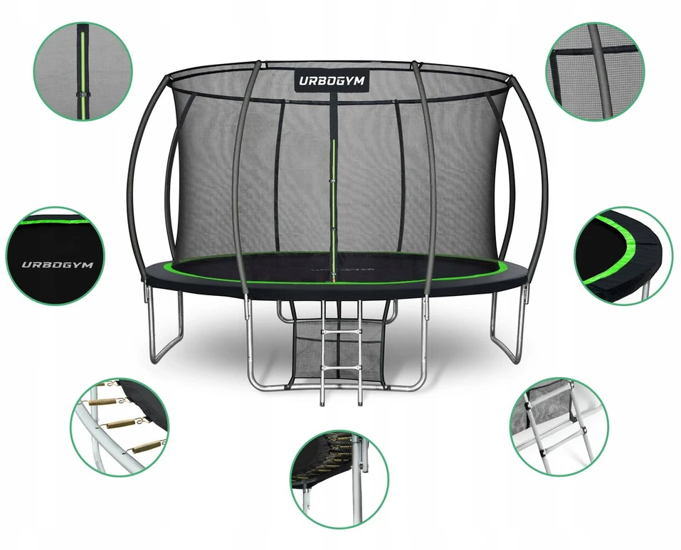 Urbogym Sodo batutas su vidiniu tinklu vaikams, 8 pėdų (252 cm)