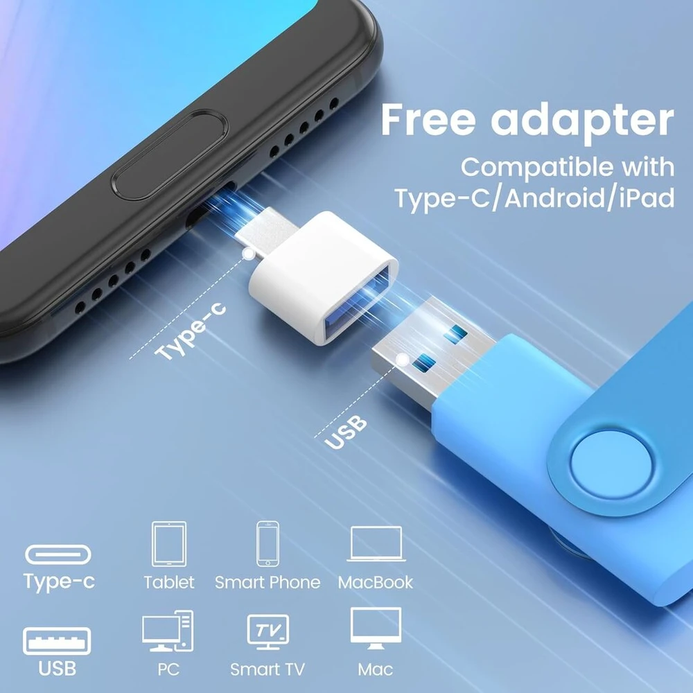 Usb 3.0 atmintinės 128gb (2 vnt.) su Usb-c adapteriais