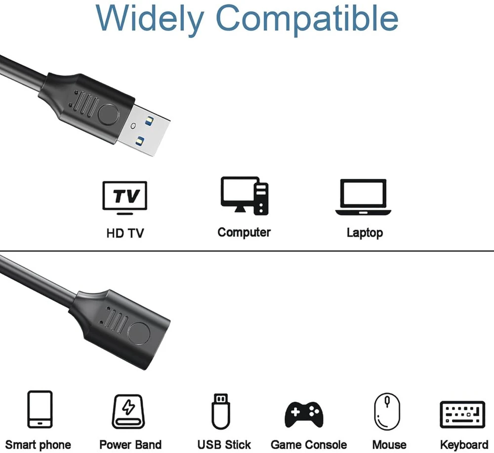 Usb 3.0 Jungiklio Kabelis 1m, A Male/female, 5gbps, 90° Kampas