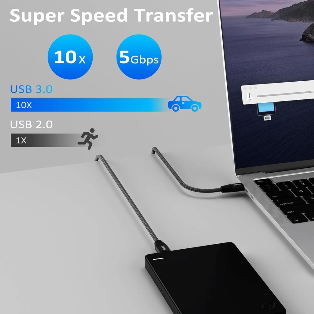 Usb 3.0 Kabelis 1.5m (2 vnt.) - Greitas Duomenų Perdavimas