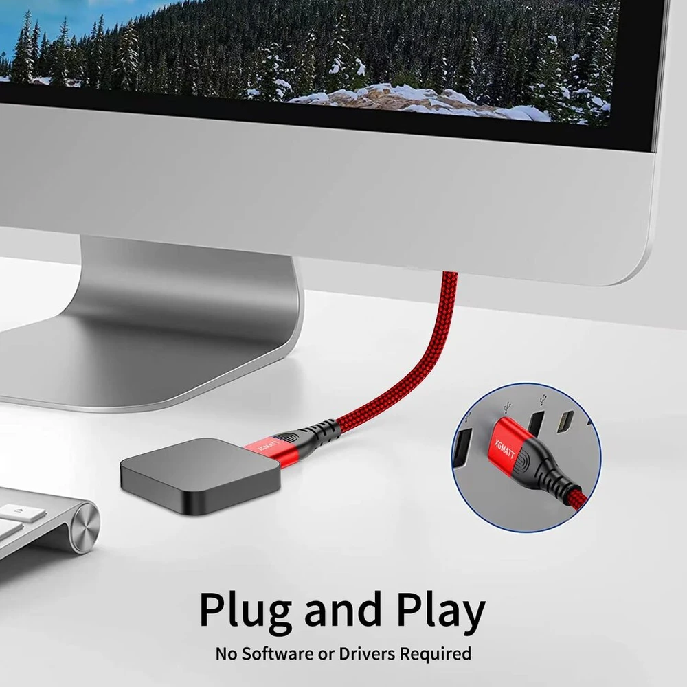 Usb 3.0 Kabelis 2m, 5gbps, Nailoninis, Raudonas