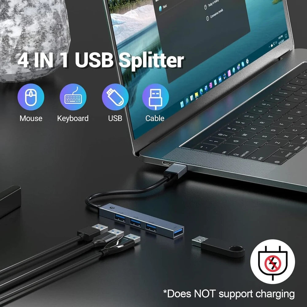 Usb 3.0 šakotuvas su 1 usb 3.0 prievadu ir 3 usb 2.0, itin plonas usb šakotuvas itin greitas itin plonas mini usb skirstytuvas, suderinamas su nešiojamuoju kompiuteriu, kompiuteriu, klaviatūra