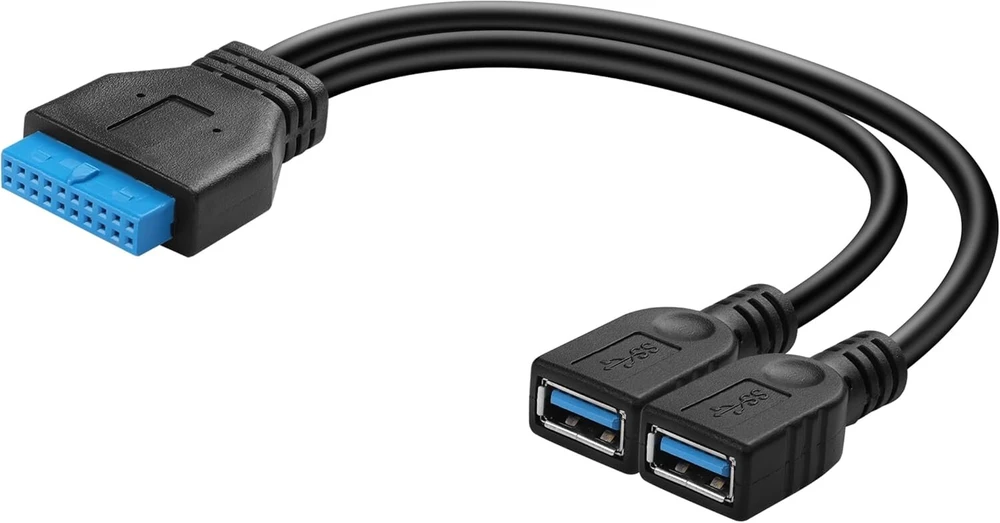 Usb 3.0 Y tipo adapteris: 19/20pin motininė plokštė į 2x Usb A