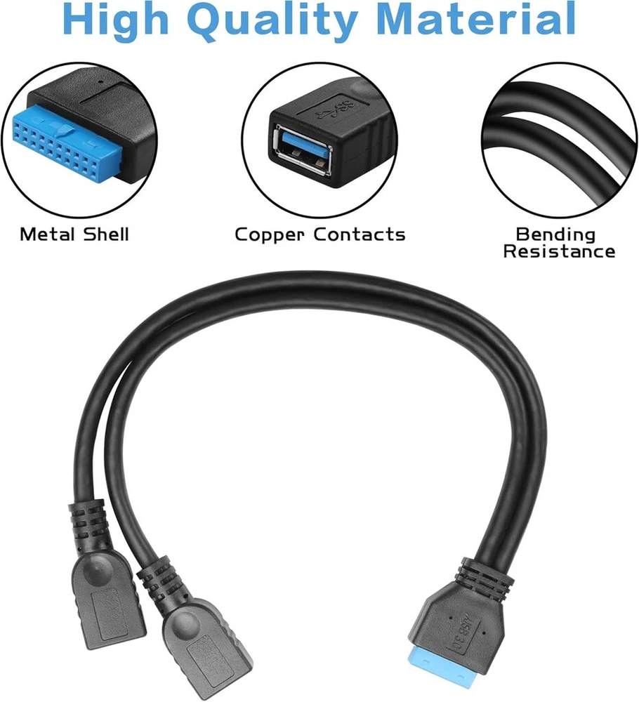 Usb 3.0 Y tipo adapteris: 19/20pin motininė plokštė į 2x Usb A