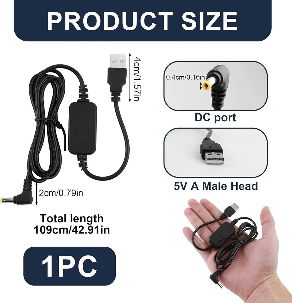 Usb 5v į dc 12v maitinimo kabelis, usb įtampos didinimo keitiklio kabelis, usb į dc įtampos keitiklio kabelis, patvarus maitinimo adapterio kabelis