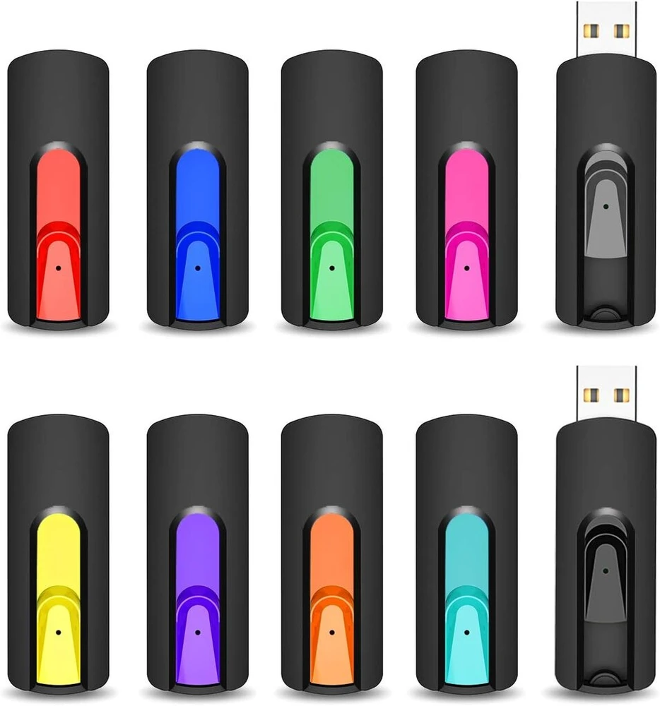 Usb atmintinė 16gb 10 vienetų rinkinys, Vansuny usb atmintinė 16gb 10 vnt. pakuotė, ištraukiama, usb 2.0 16gb atmintinė duomenų saugojimui, atsarginė kopija pc/mac/desktop/laptop/game consoles (įvairiaspalvė, 10 vnt. pakuotė)