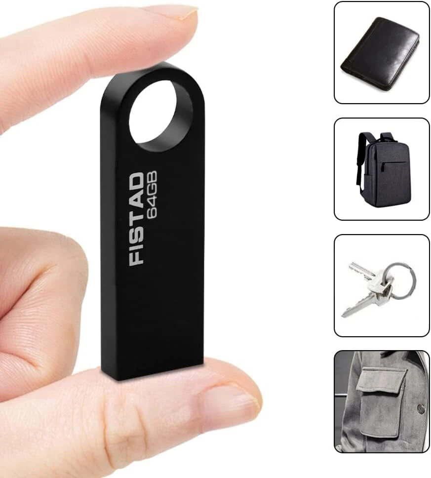 Usb atmintinė 64 gb usb 2.0 mini nešiojama usb atmintinė metalinė atmintinė vandeniui atspari atmintinė, skirta pc, nešiojamam kompiuteriui, planšetiniam kompiuteriui (pilka)