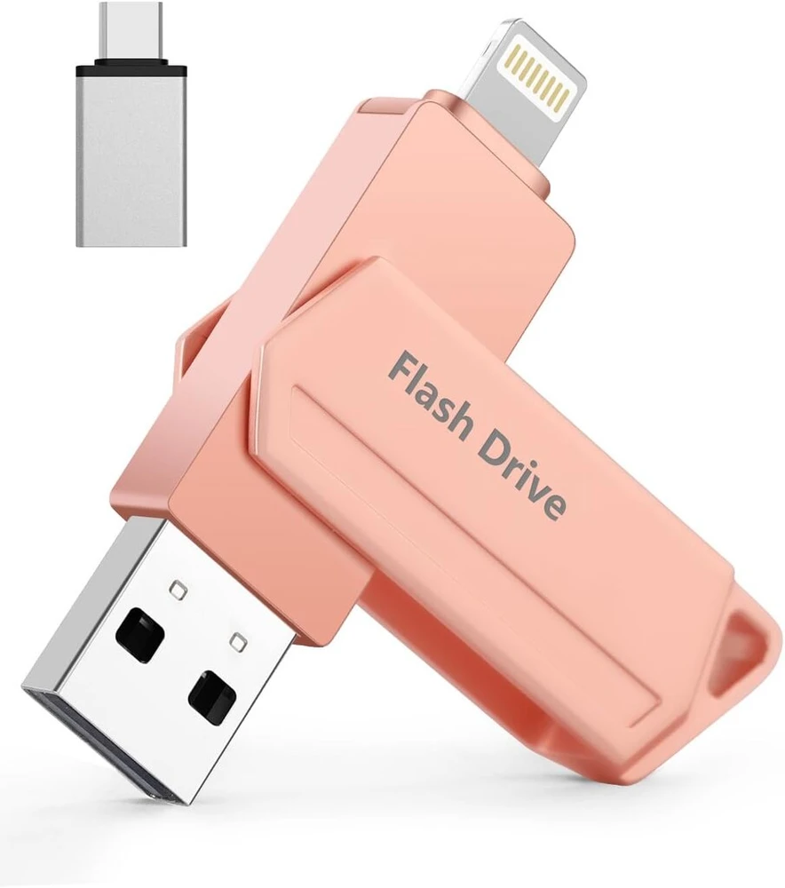 Usb atmintinė, skirta iphone 256 gb mfi sertifikuota 3 viename usb 3.0 lightning išorinė atmintis type c photostick atminties kortelė, skirta iphone/ipad/ios/android/mac/pc - išorinė atmintis (rožinė)