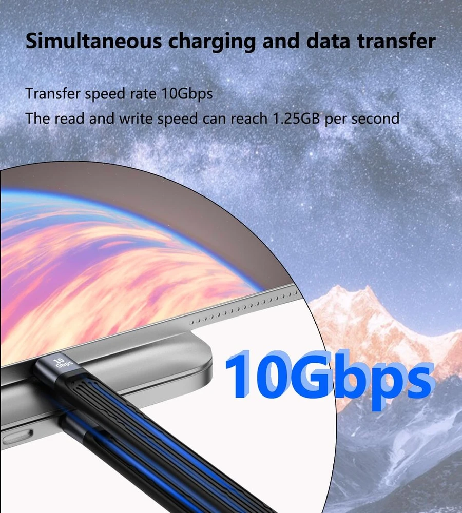 Usb-c 3.1 10gbps 100w Pd Greito Įkrovimo Kabelis 13cm