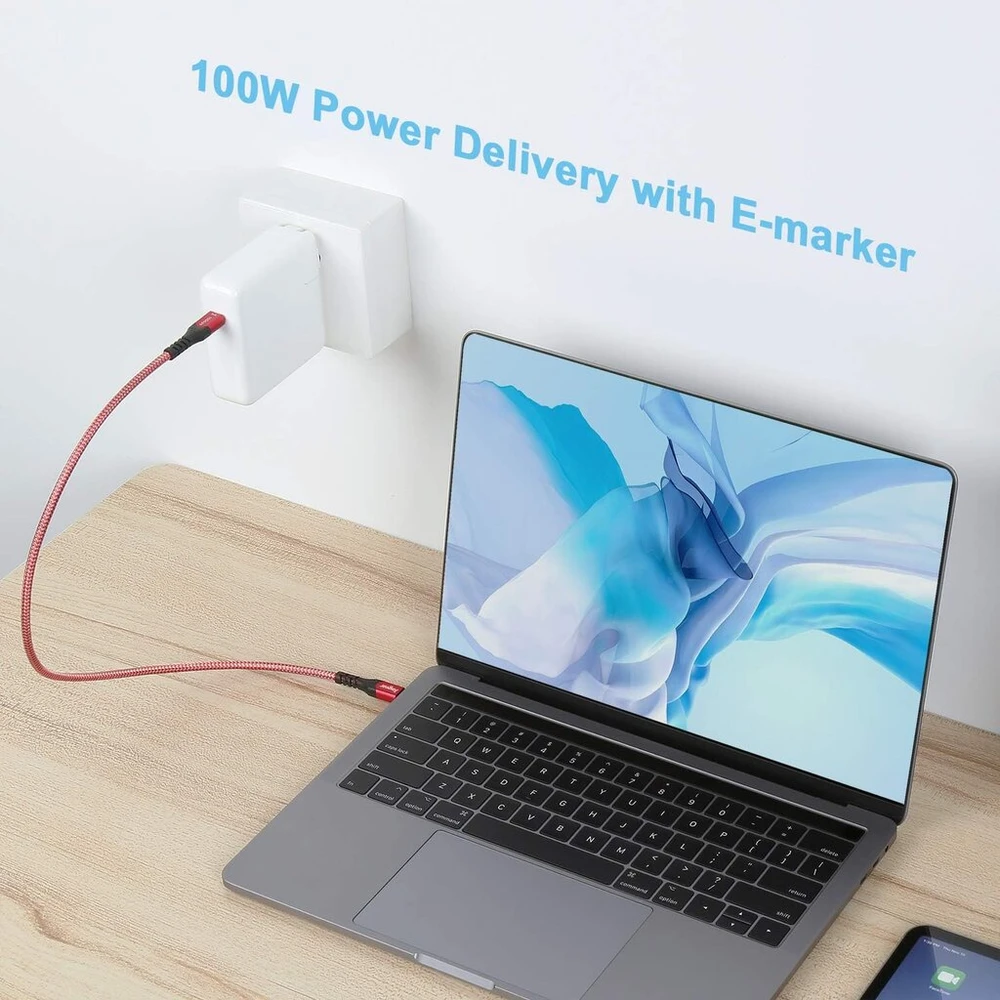 Usb-c 3.1 Gen 2 kabelis, 100w, 10gbps, 4k@60hz, 3m, raudonas