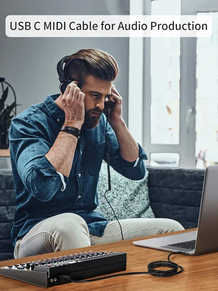 Usb-c į B tipo spausdintuvo ir Midi kabelis, 1m, juodas
