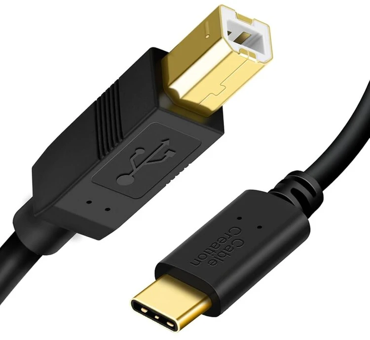 Usb-c į B tipo spausdintuvo ir Midi kabelis, 1m, juodas