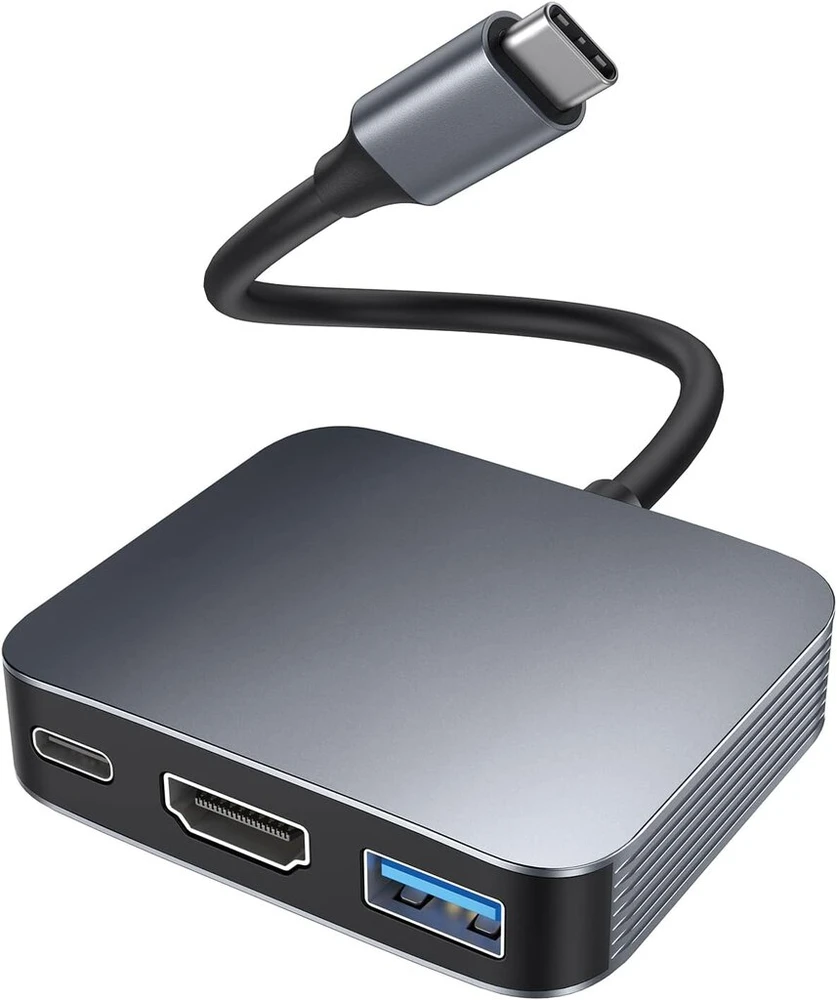 Usb c į hdmi adapteris, viagkiki 3 viename type-c jungties multiport adapteris su 4k@30hz hdmi į usb c/usb 3.0 duomenų prievadą/100w pd įkrovimo prievadą, skirtas mac os, windows, chrome os ir kt.