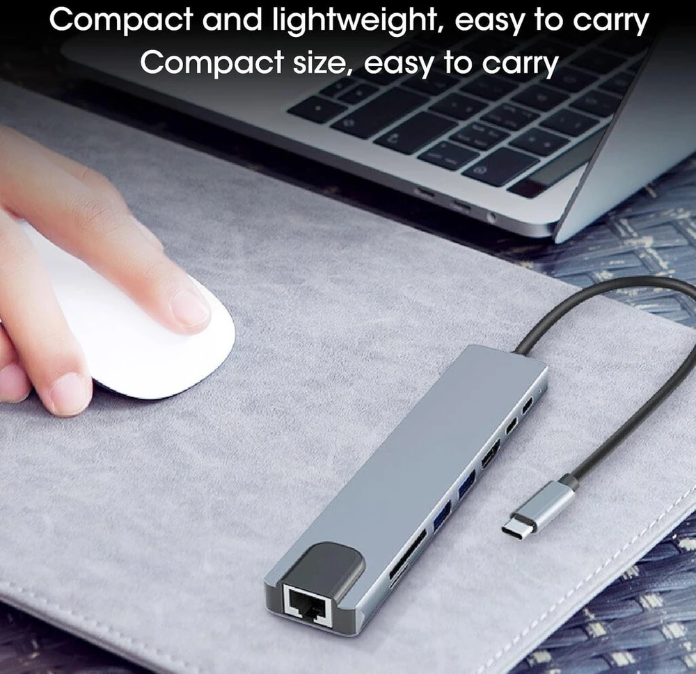 Usb-c šakotuvas su 4k hdmi ekranu, doko stotis, daugiafunkcinis multiport usb c šakotuvas pagamintas iš aliuminio lydinio su dideliu perdavimo greičiu nešiojamam kompiuteriui ir daugiau