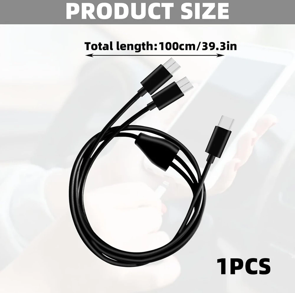 Usb c skirstymo laidas 1 į 2, usb-c kištukas į 2 type-c kištukus, 3a greitas įkrovimas, juodas 2 viename usb-c kelių įkrovimo laidas, suderinamas su mobiliaisiais telefonais ir planšetiniais kompiuteriais
