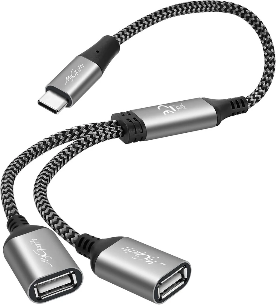 Usb C Splitteris Y Kabelis 0.5m, C Male į 2x A Female, Usb 2.0