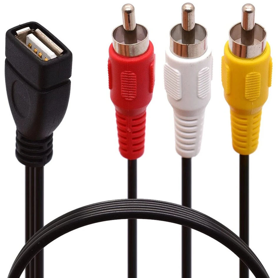 Usb į 3 rca kabelis, usb 2.0 female į 3 rca male video av vaizdo kameros adapterio kabelis, skirtas tv pc dvd (1.5 metro)