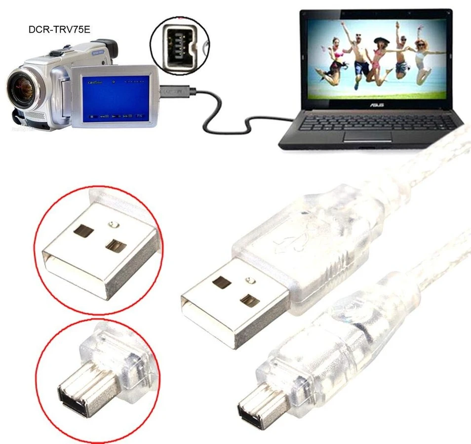 Usb į Firewire 1394 4-pin adapterio kabelis Sony Dcr-trv75e Dv